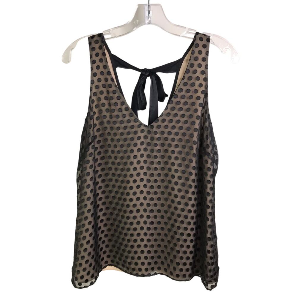 November Four Top Womens Size XS Sleeveless Tank Back Tie Polka Dots Dark Luxury
